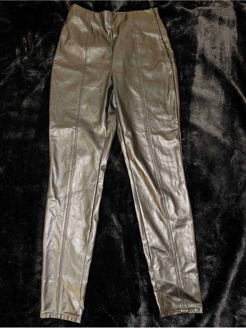 Babaton Aritzia Black Faux Leather Leggings with High Waist
